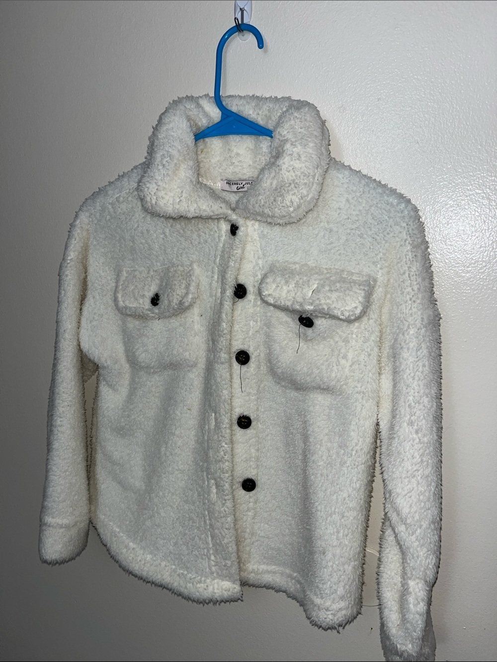 Sincerely Jules Cream Sherpa Button-Up Kids Jacket